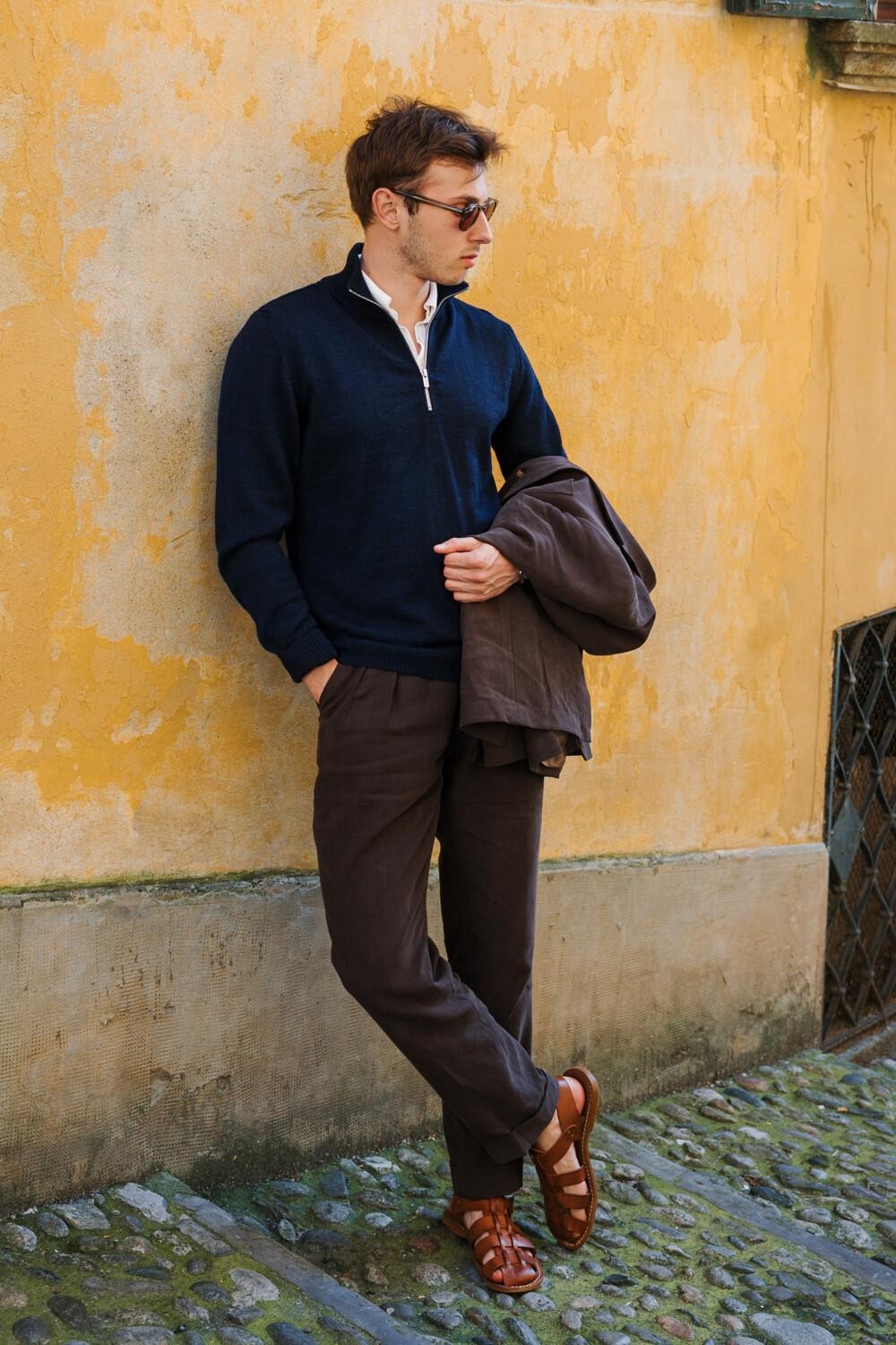 Half Zip-neulepusero, navy