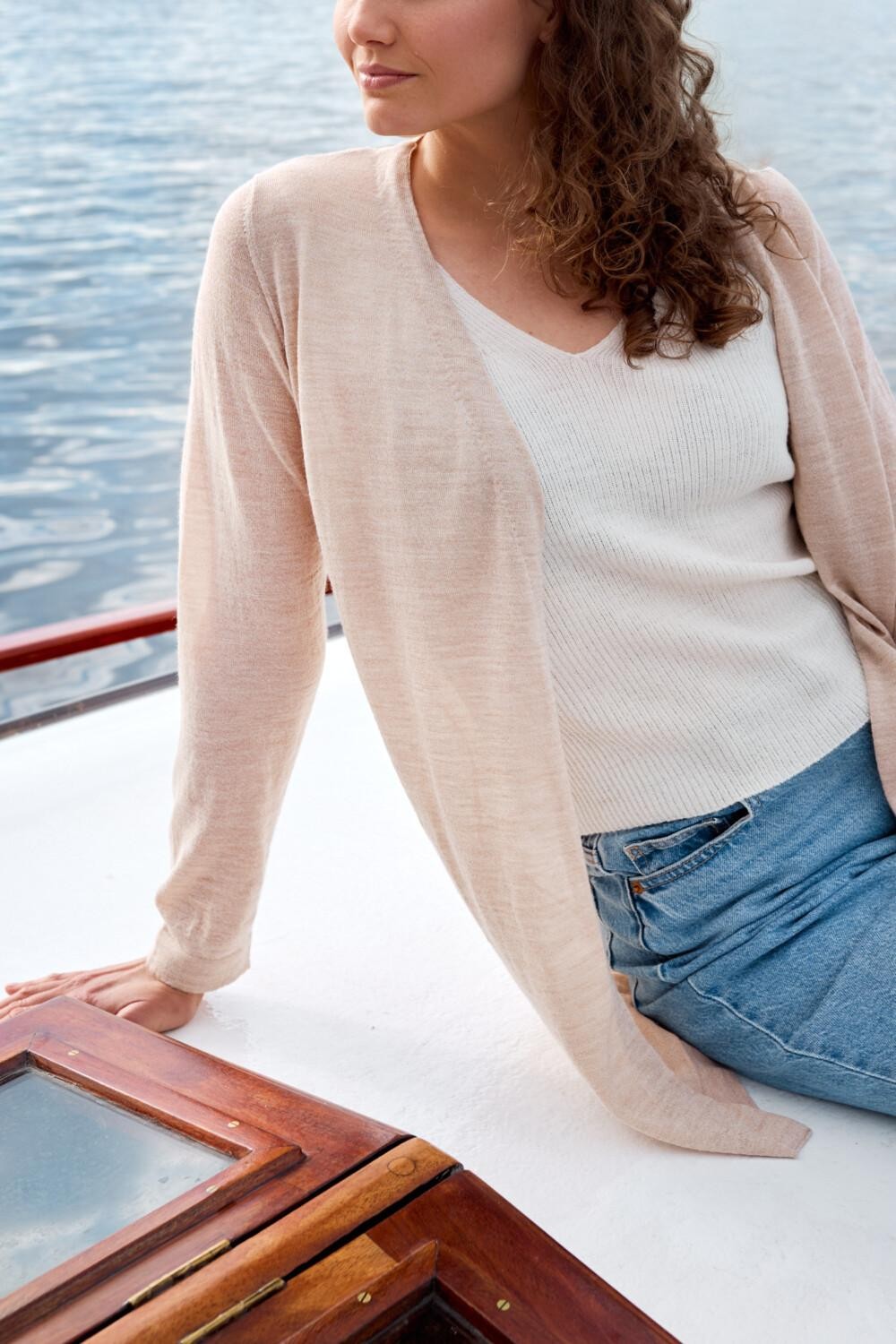 Breeze- ohut neuletakki, beige - Image 4