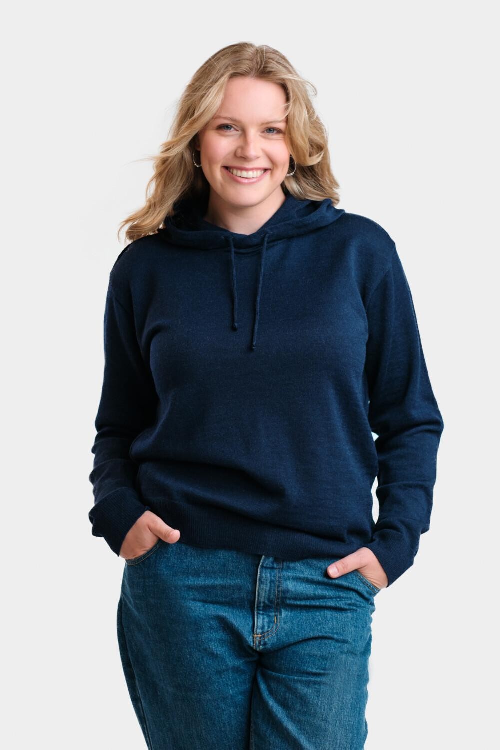 Hoodie-neulehuppari, navy