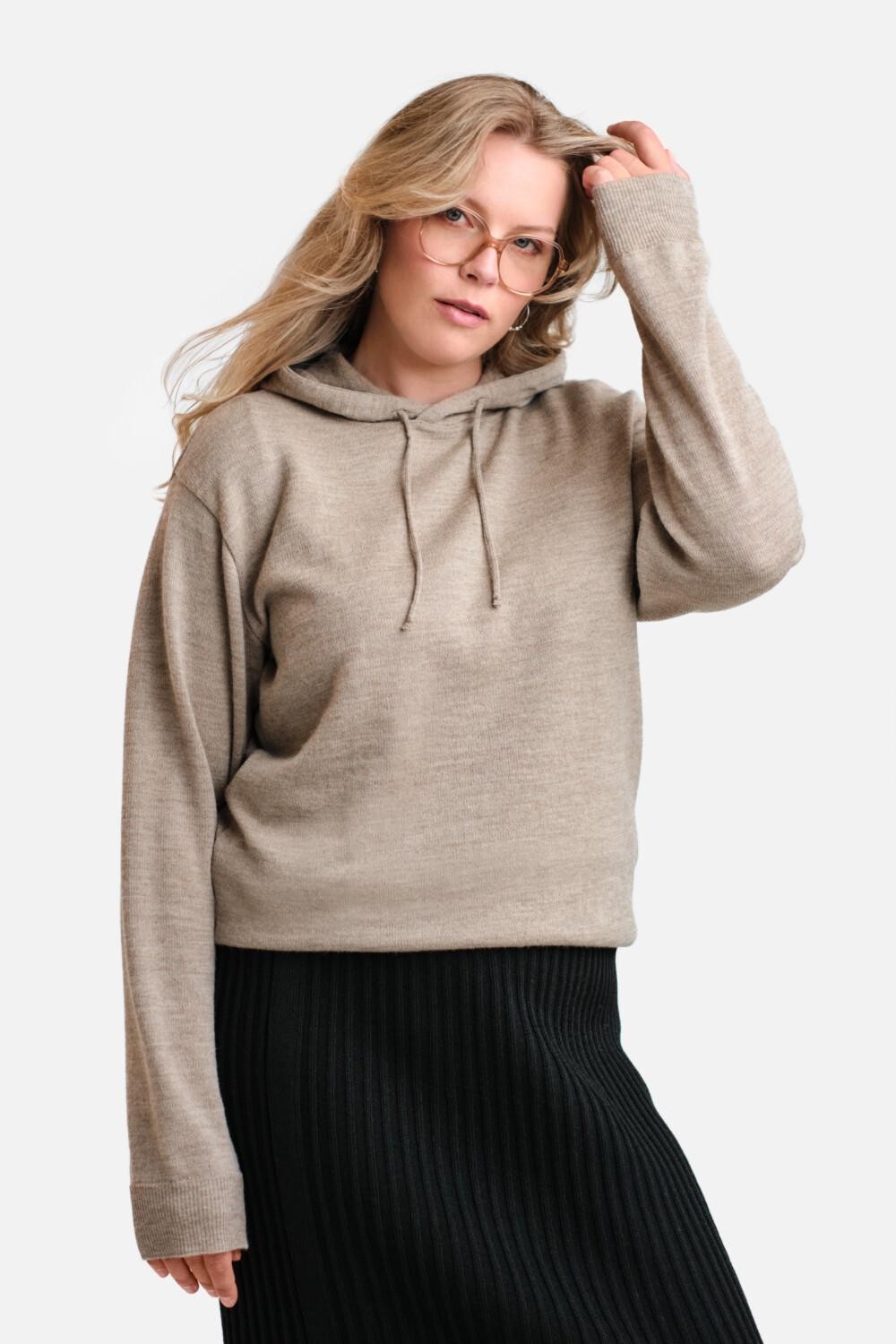 Hoodie-neulehuppari, greige
