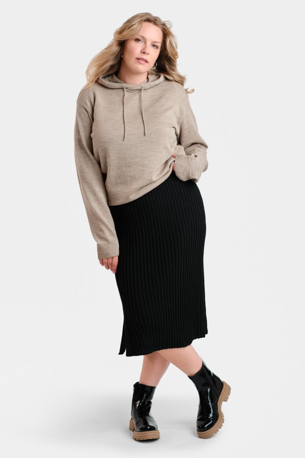 Hoodie-neulehuppari, greige - Image 3
