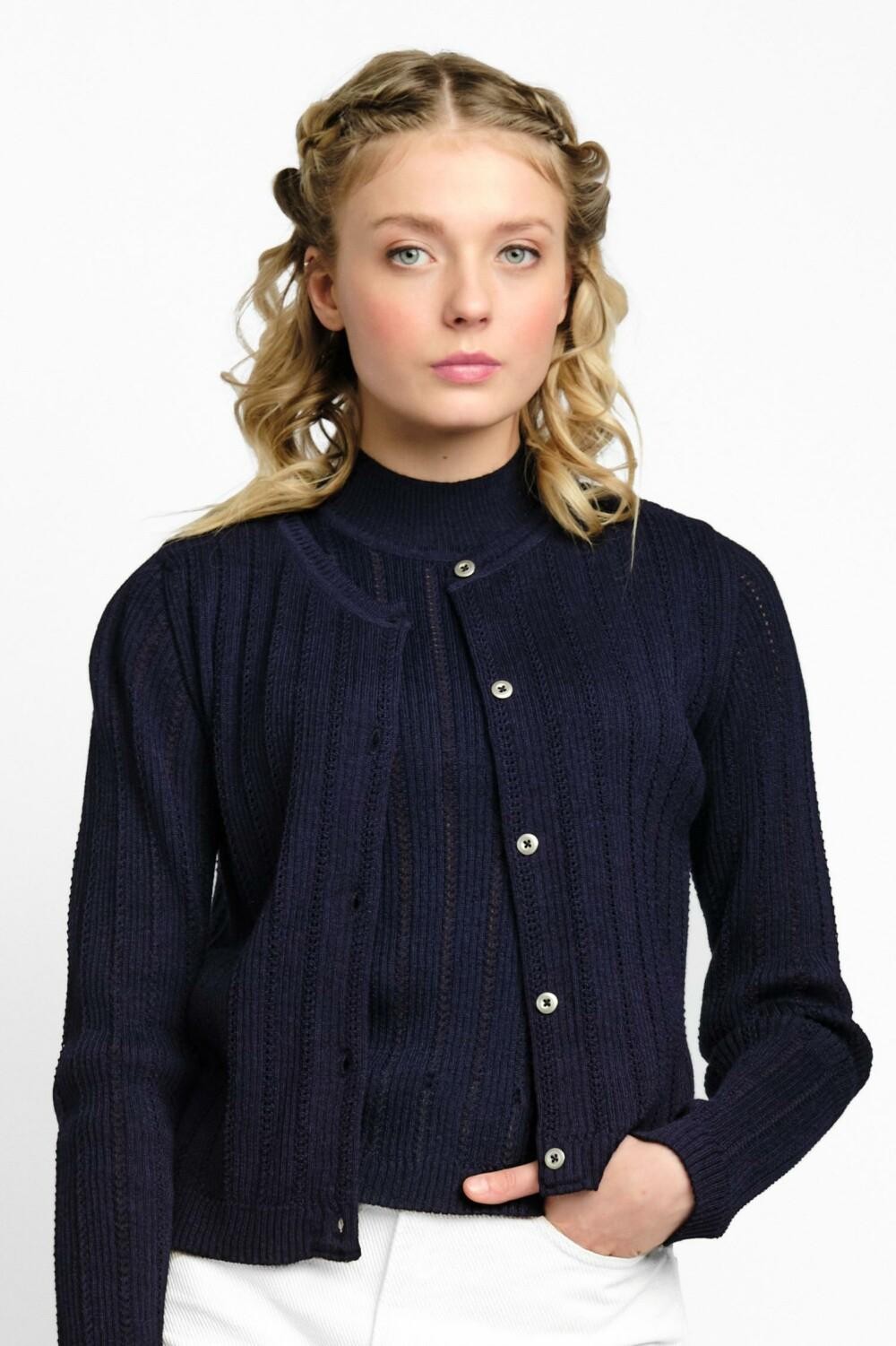 Lace-neuletakki, Navy, XXL, 1 LK, #5939