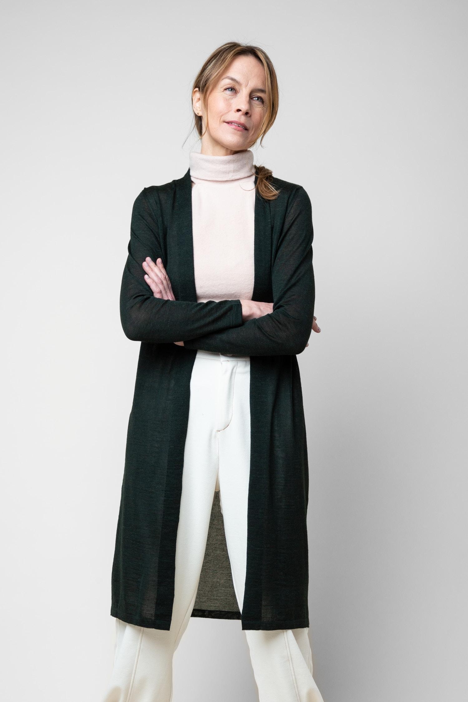 Swan- ohut neuletakki, Tummanvihreä, M, 2 LK, #6845