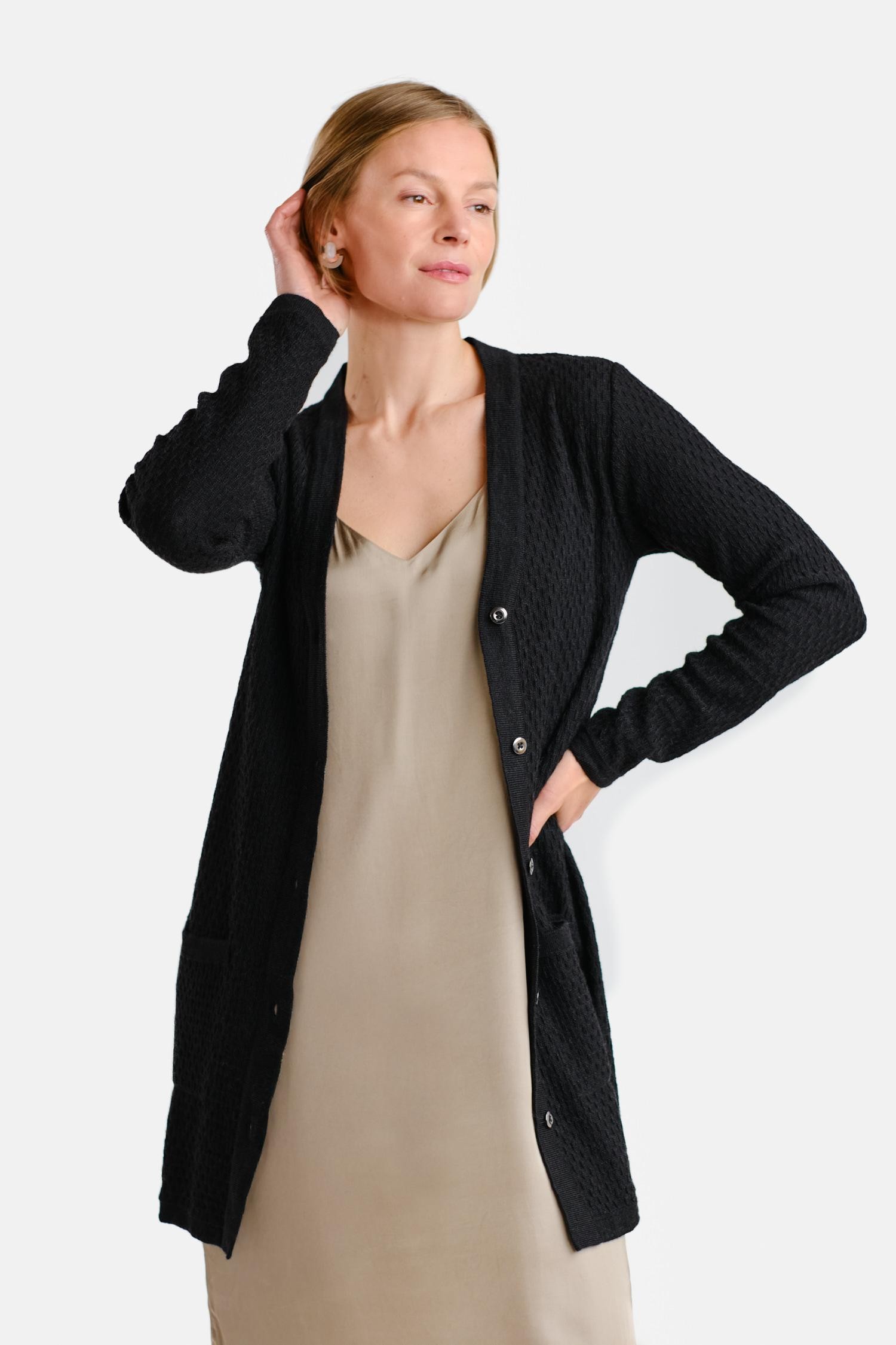 Drizzle-neuletakki, Musta, S, 2 LK, #6503