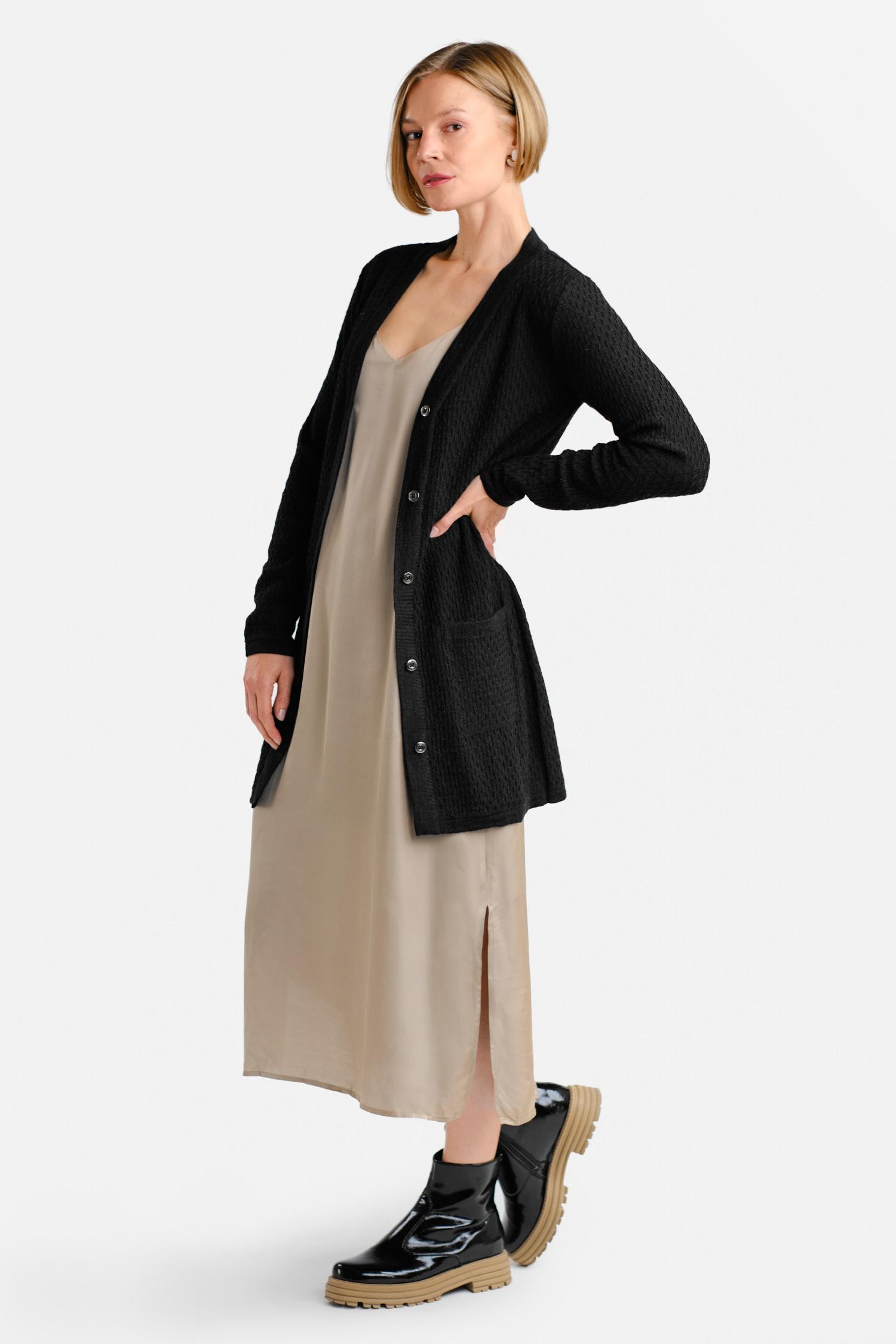 Drizzle-neuletakki, musta