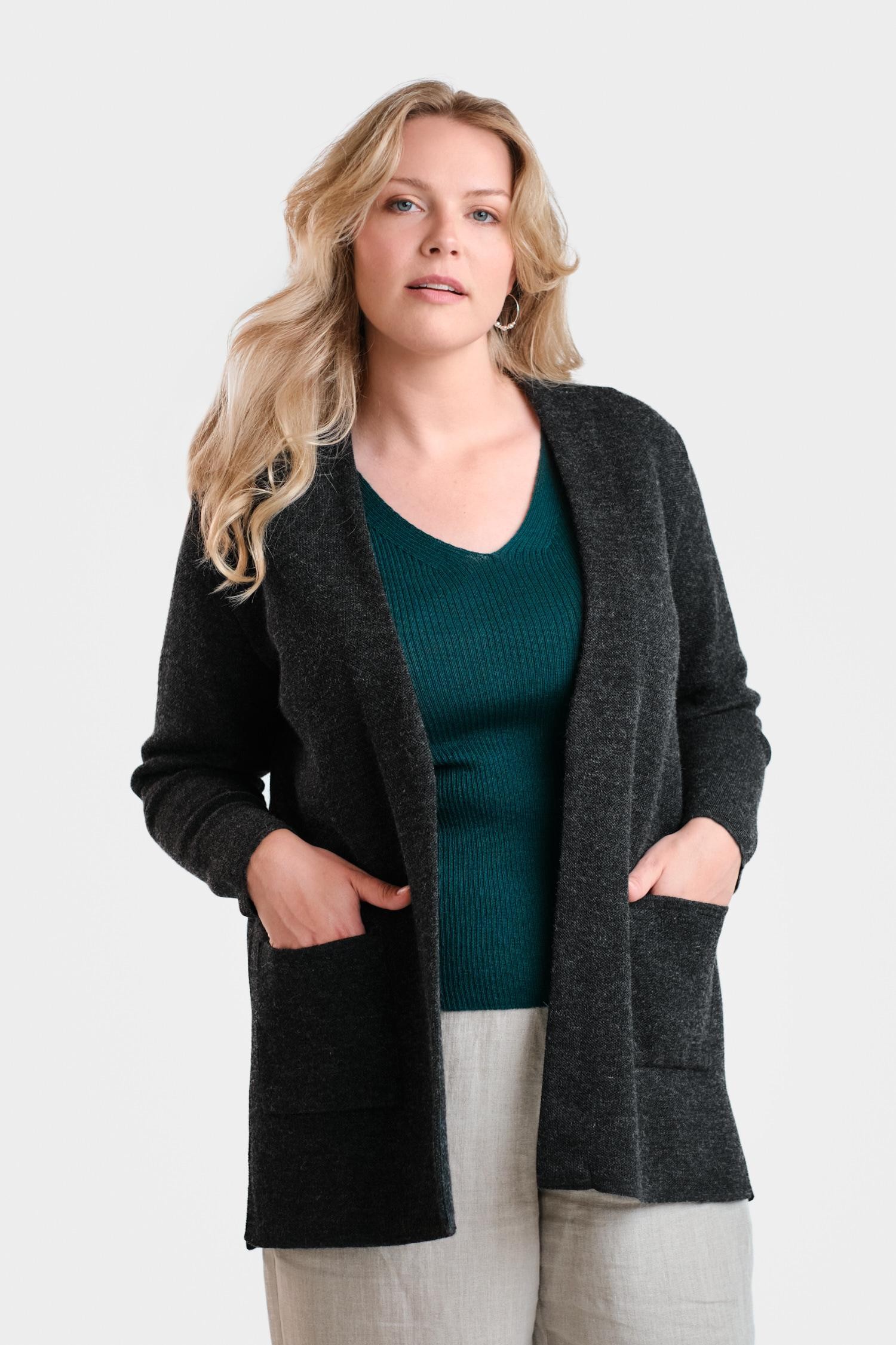 Woods-neuletakki, hiilenharmaa