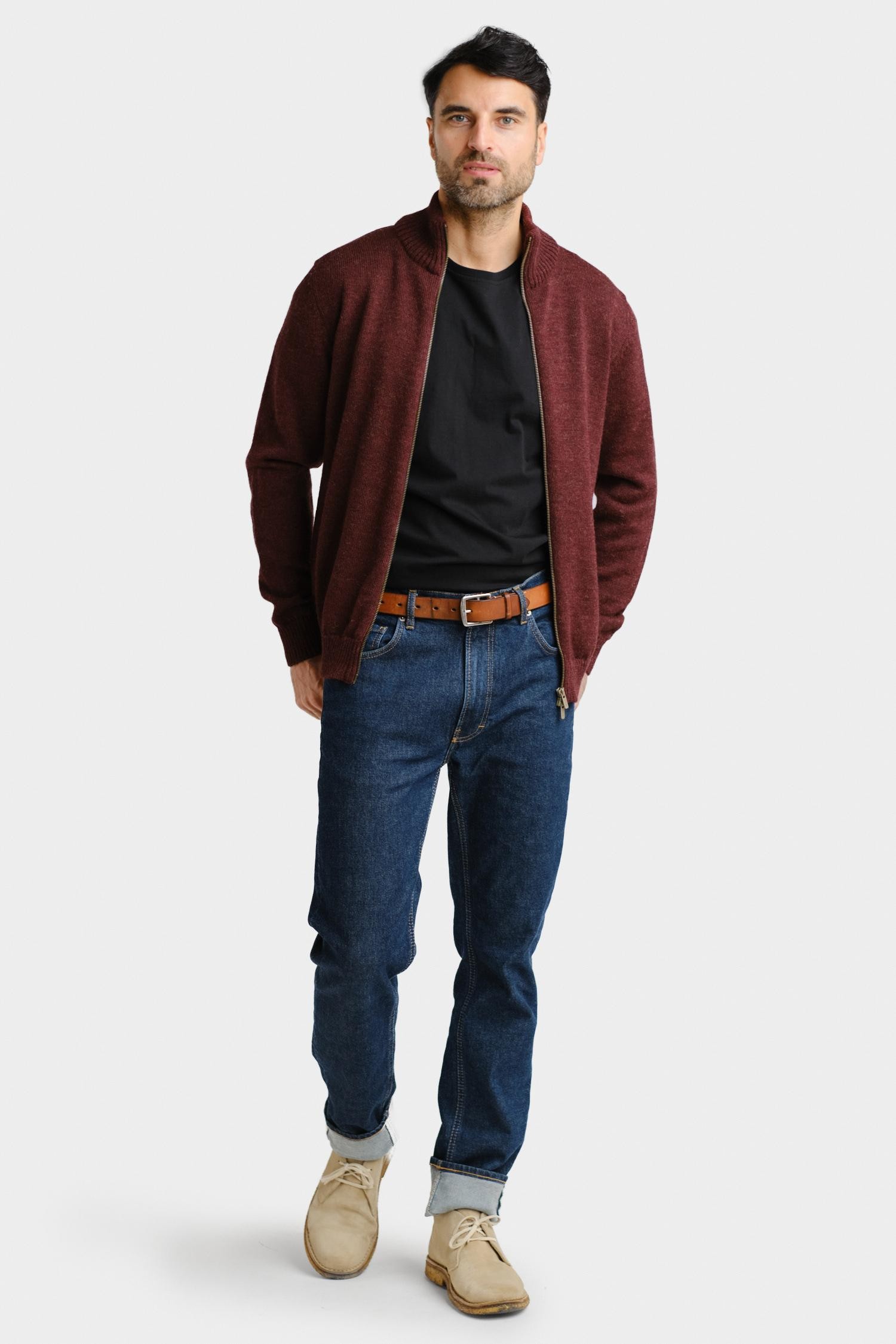 Zipper-neuletakki, bordeaux - Image 2