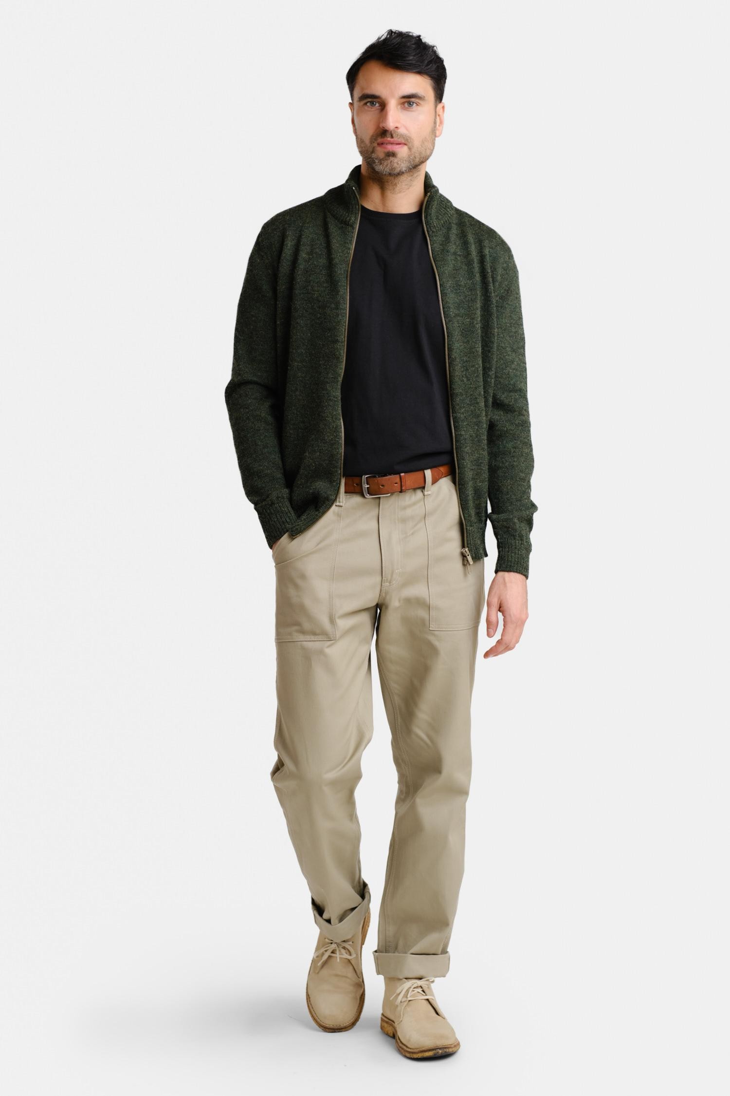 Zipper-neuletakki, metsänvihreä - Image 2