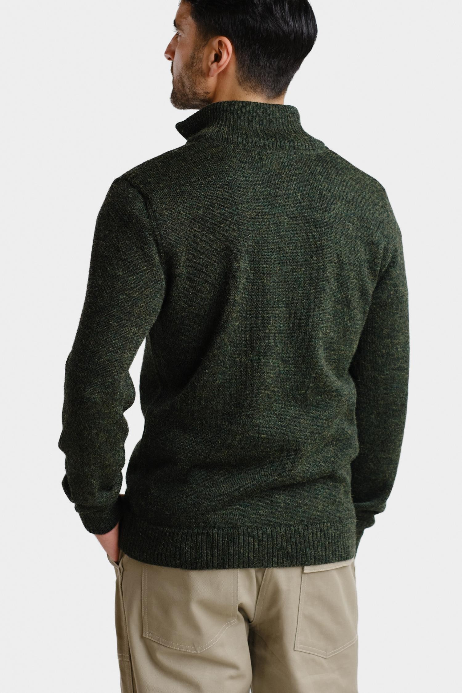 Zipper-neuletakki, metsänvihreä - Image 3