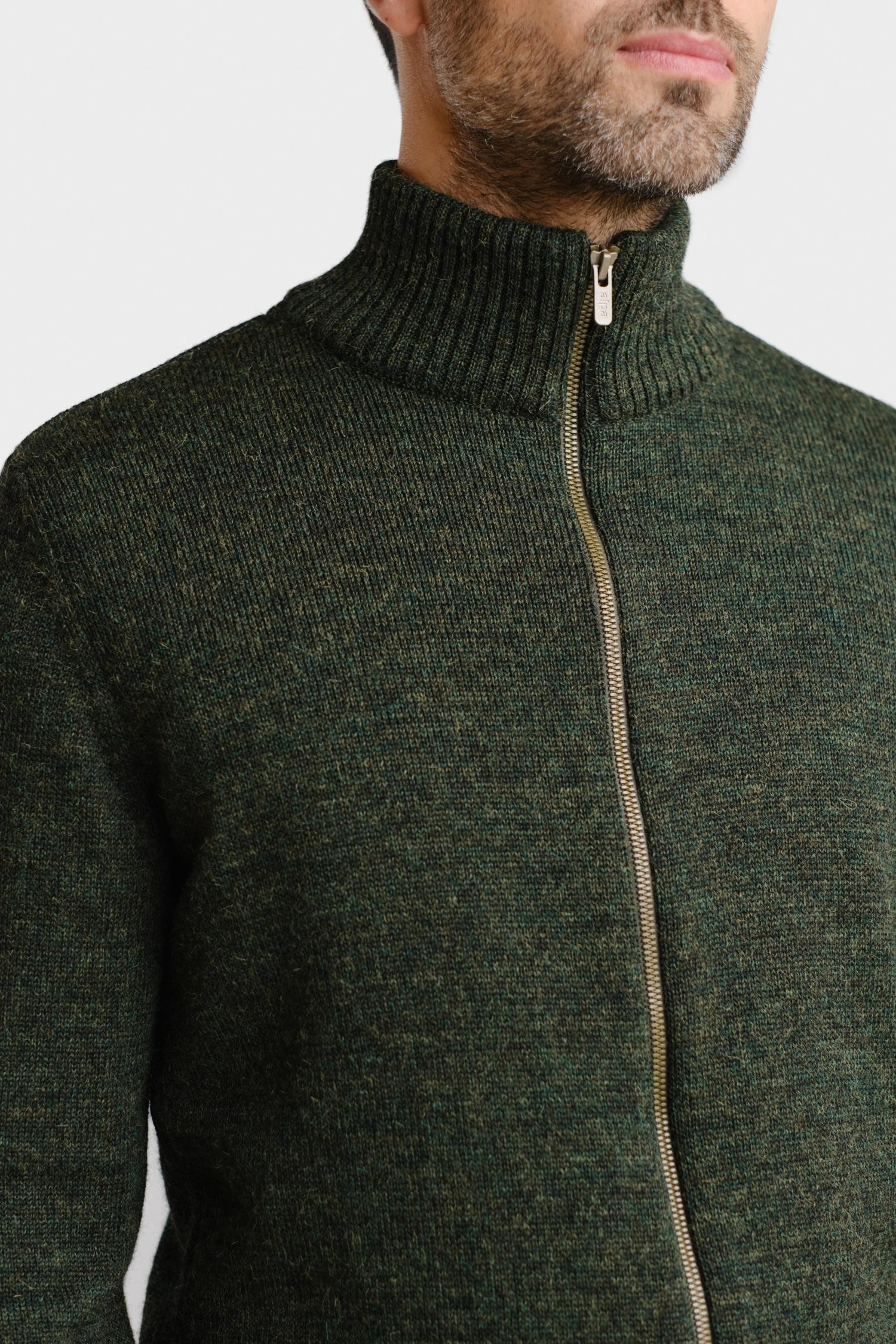 Zipper-neuletakki, metsänvihreä - Image 4