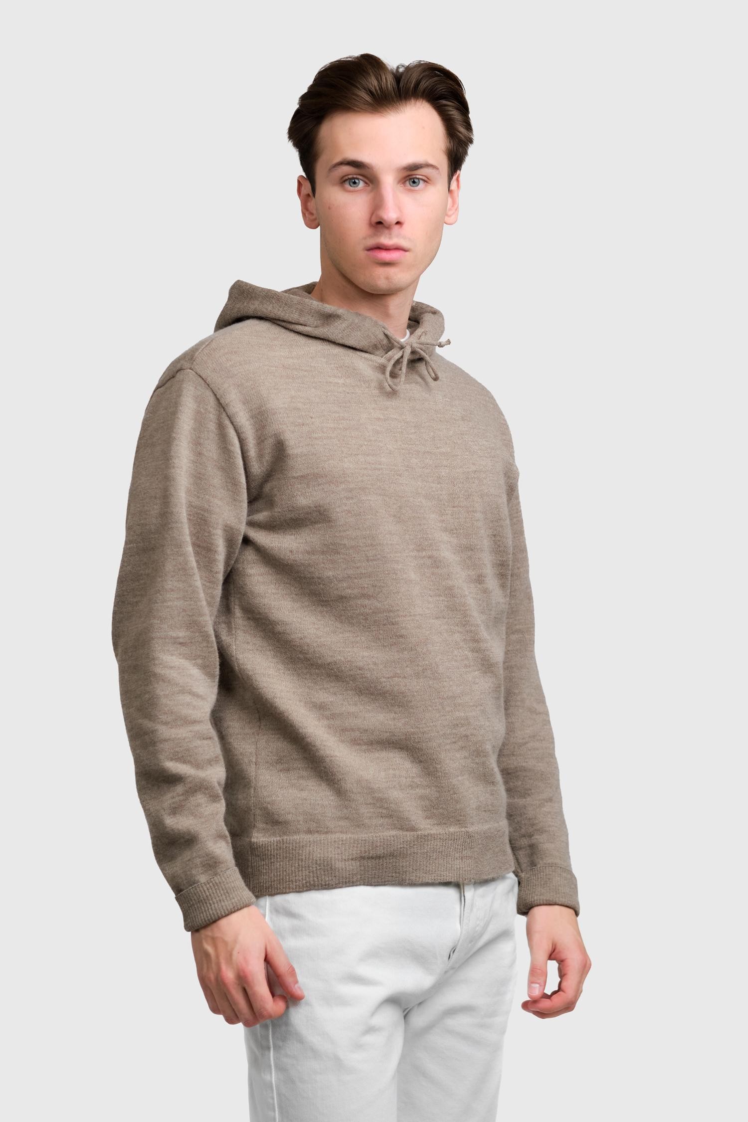 Hoodie-alpakkahuppari, tumma greige