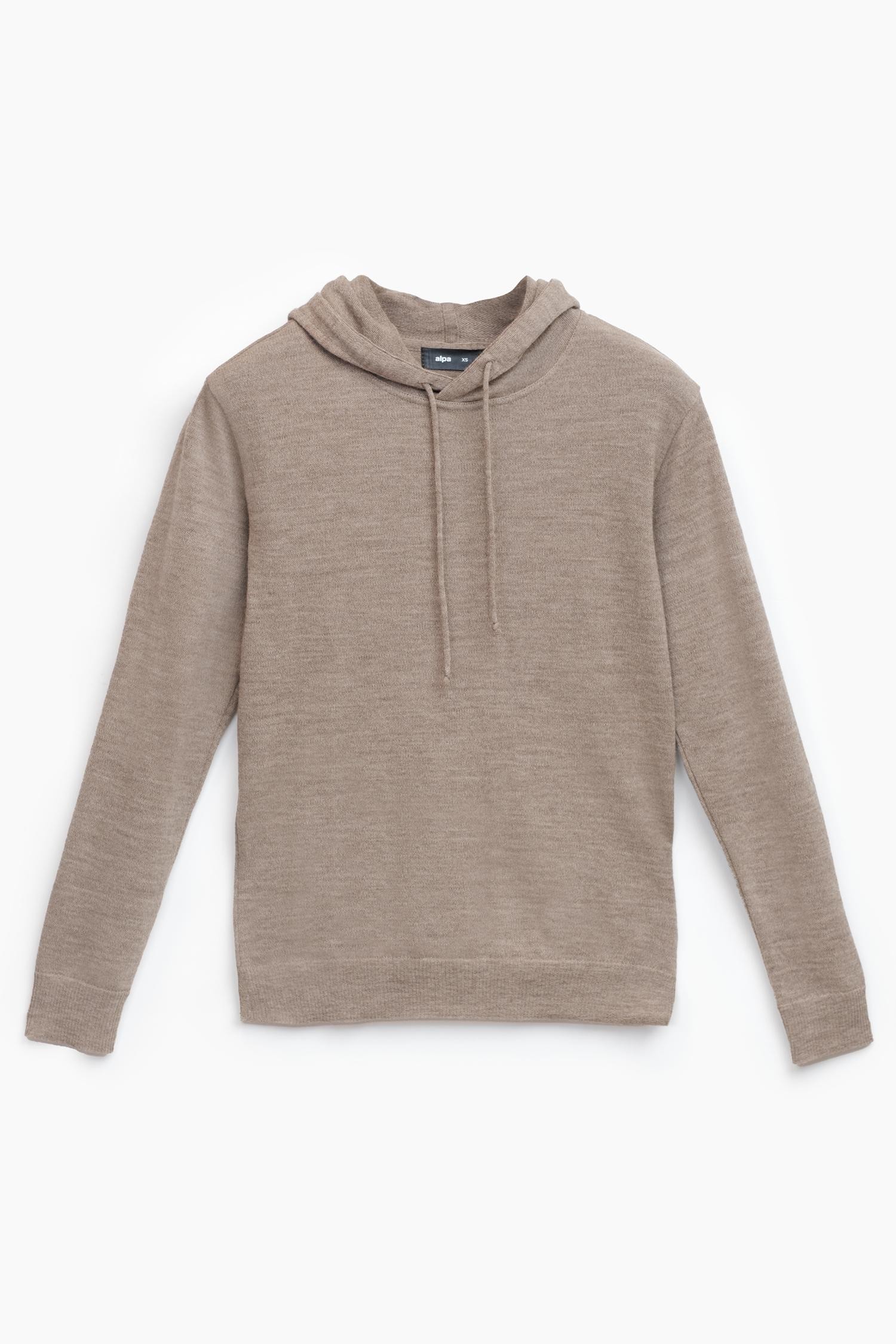 Hoodie-alpakkahuppari, tumma greige - Image 2