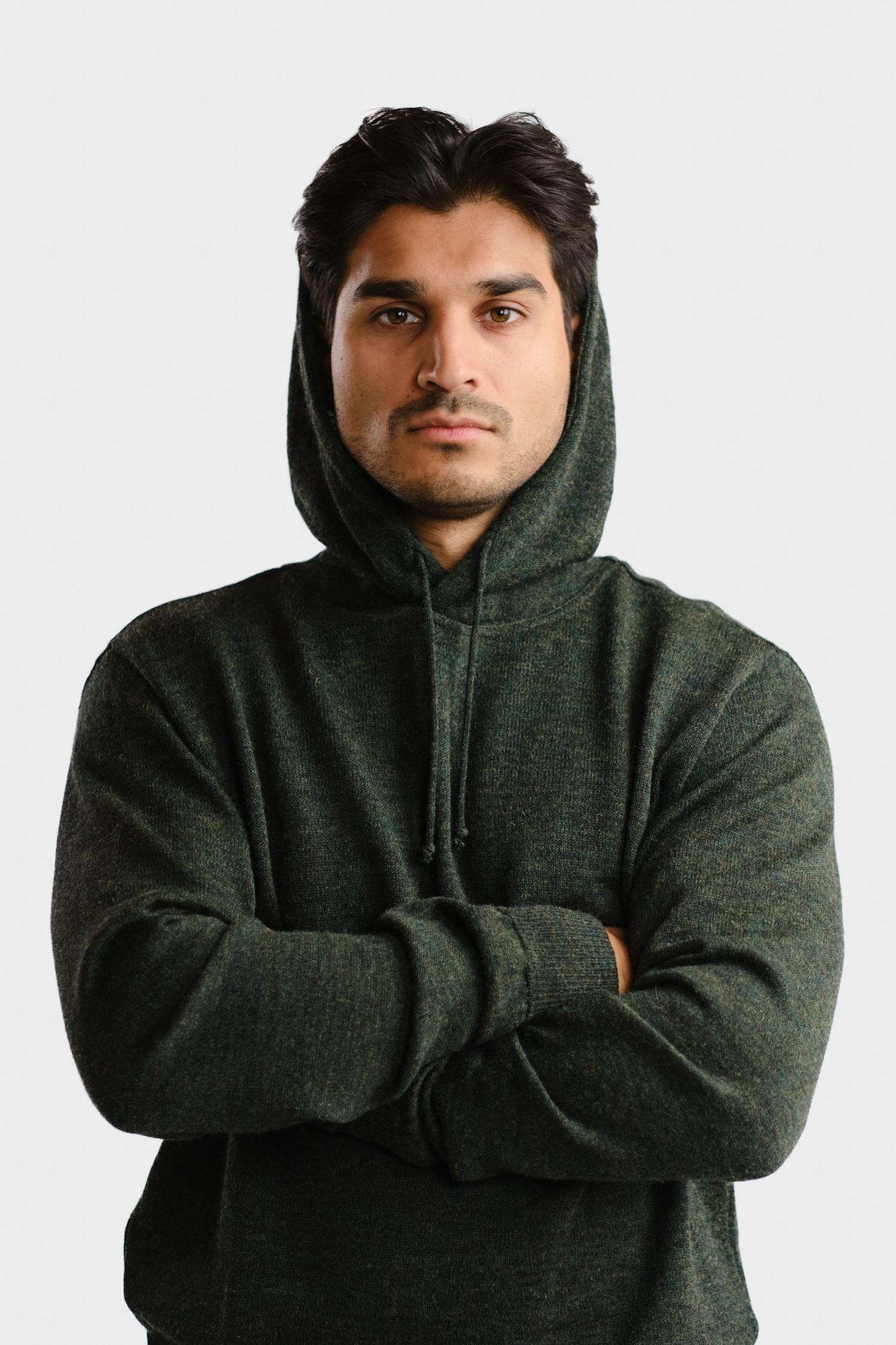 Hoodie-neulehuppari, metsänvihreä - Image 2