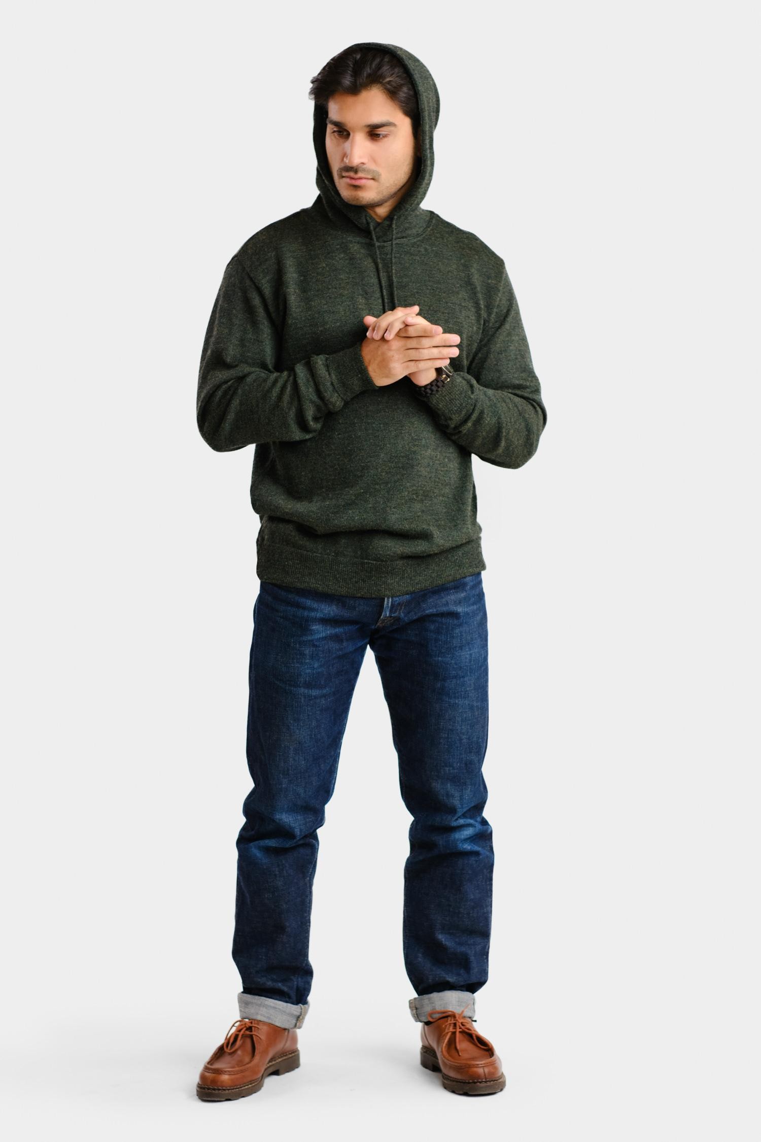 Hoodie-neulehuppari, metsänvihreä - Image 5