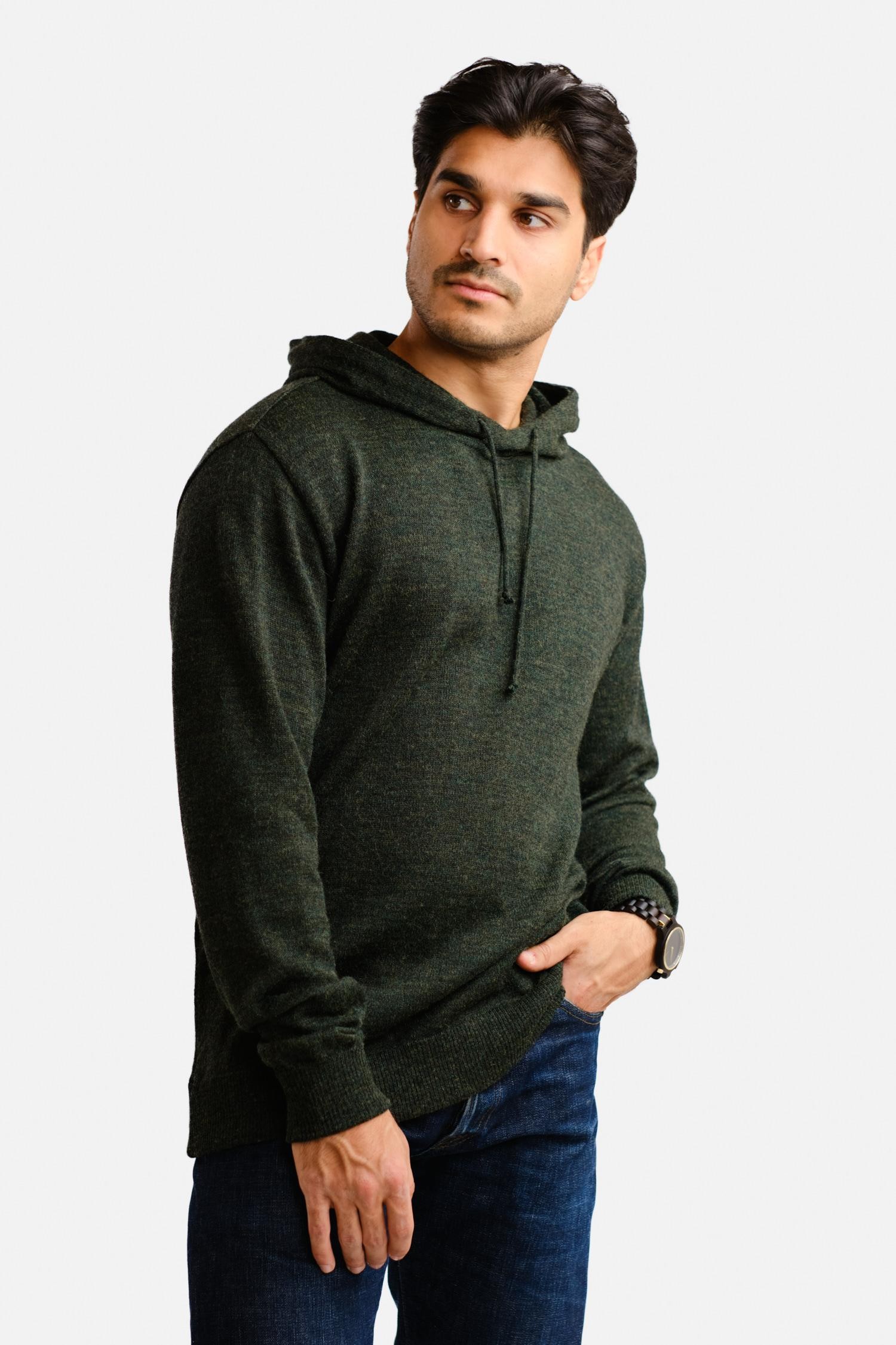 Hoodie-neulehuppari, metsänvihreä - Image 3