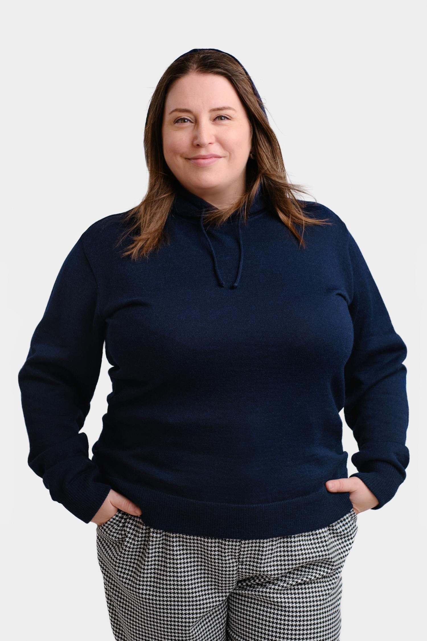 Hoodie-neulehuppari, navy - Image 2