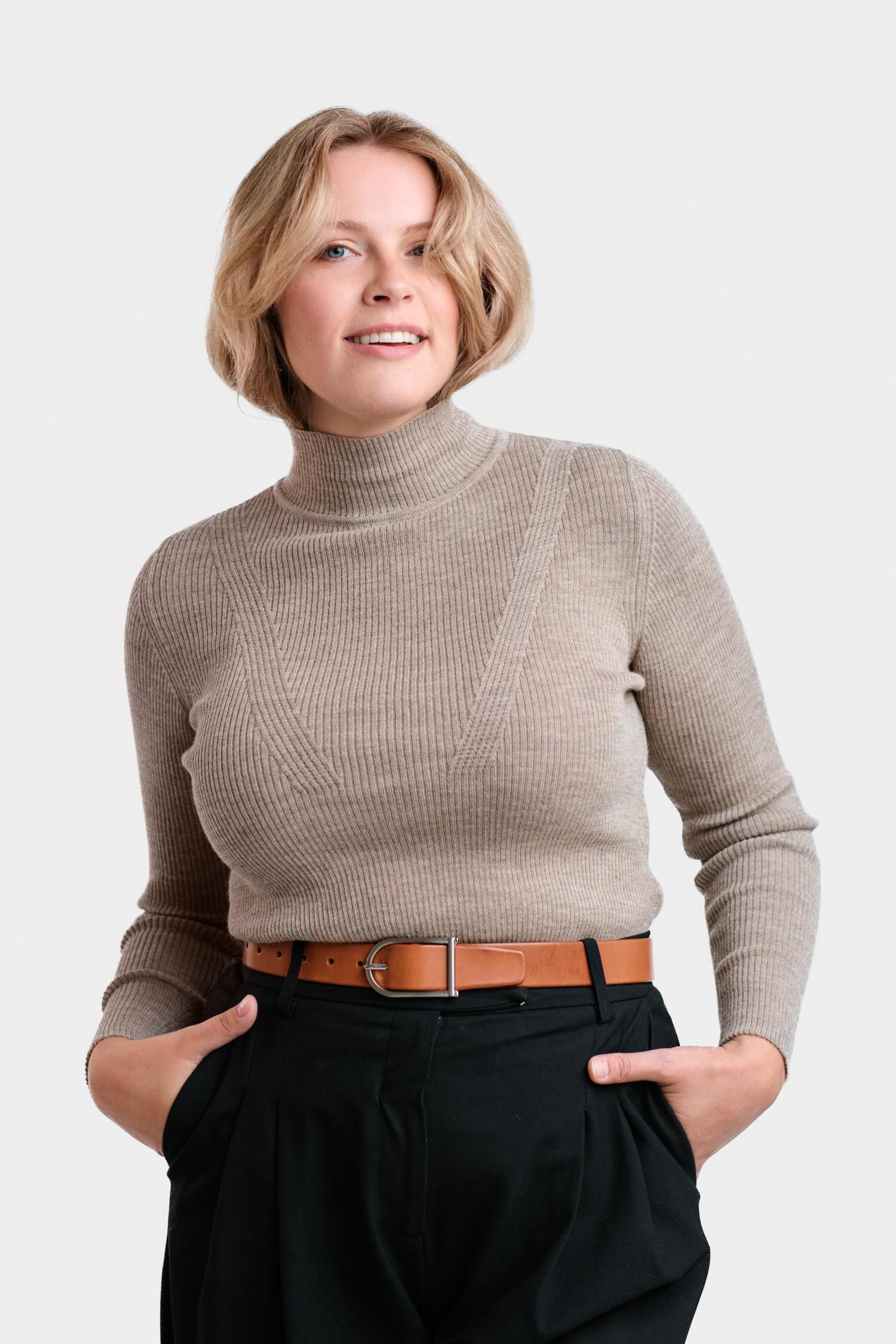 Stripe-pooloneule, greige