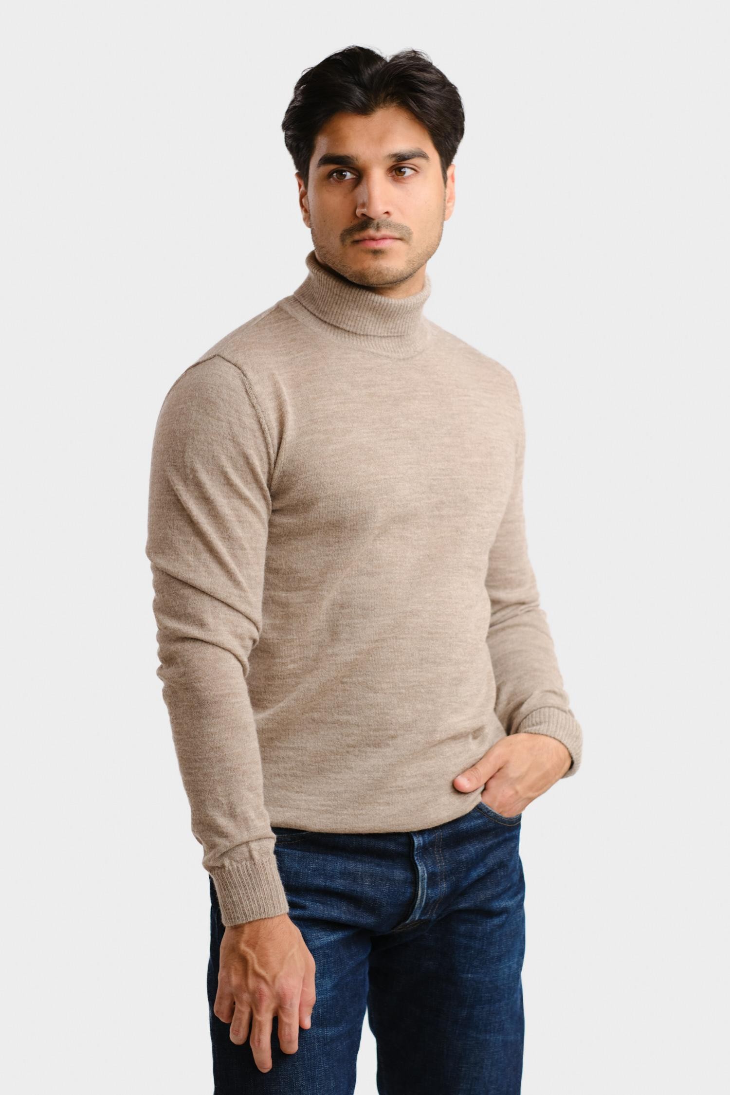 Roll Neck -pooloneule, greige - Image 3