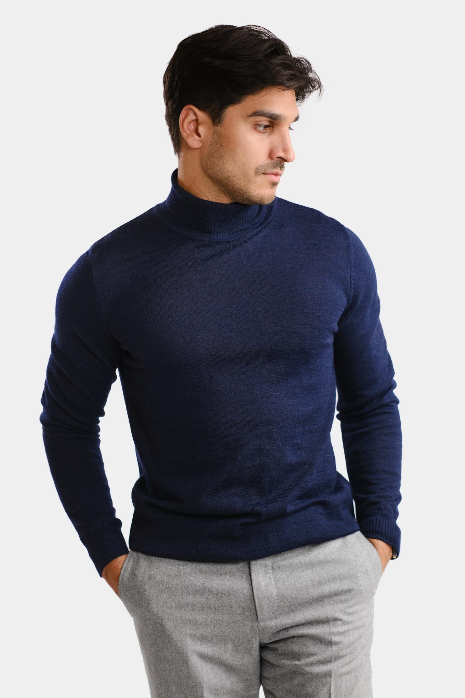 Roll Neck -pooloneule, navy - Image 3