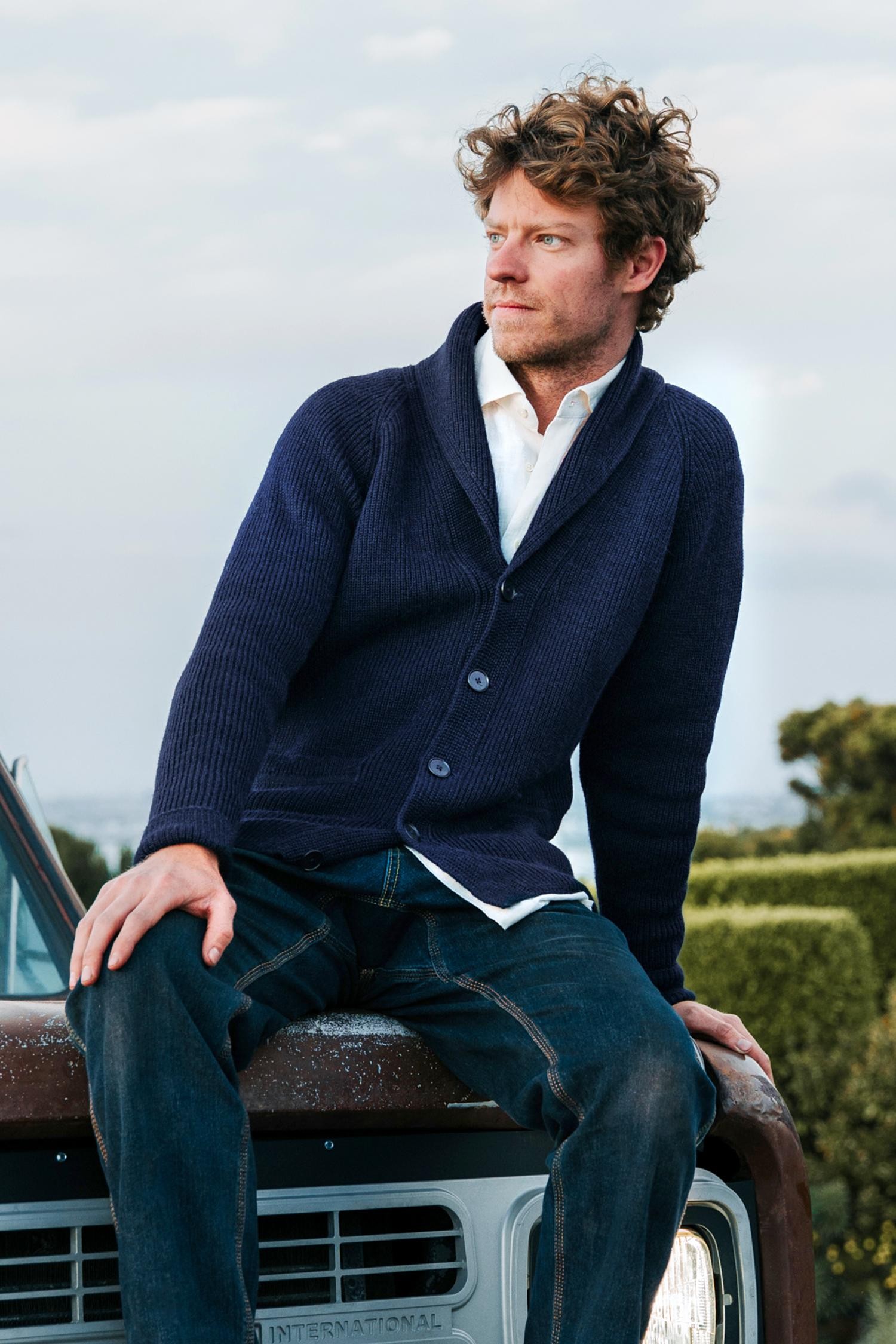 Shawl Collar-shaalineule, Navy, S, 2 LK, #5892