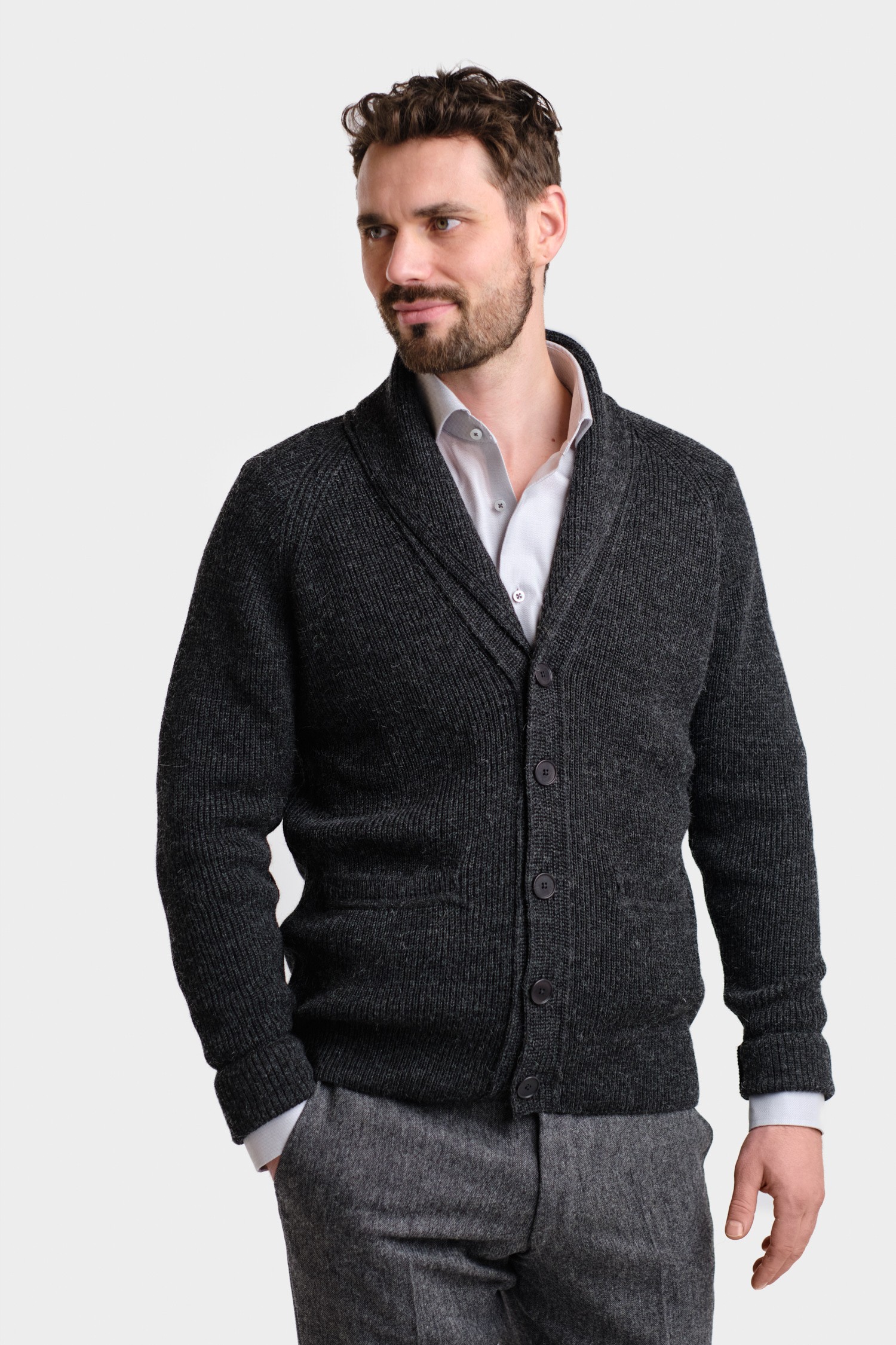 Shawl Collar-shaalineule, hiilenharmaa - Image 4