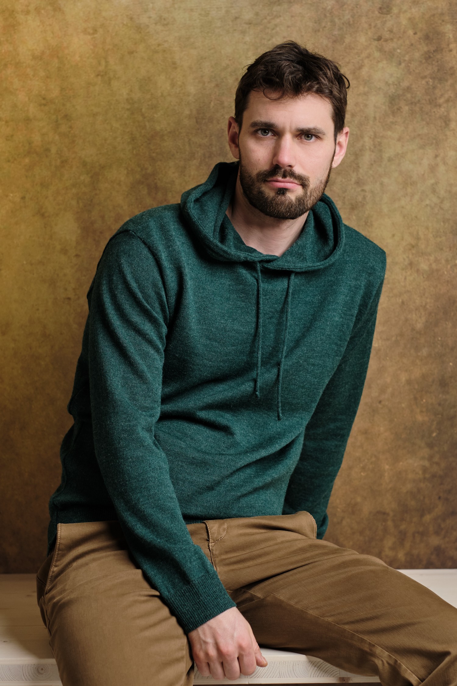 Hoodie-alpakkahuppari, sinivihreä