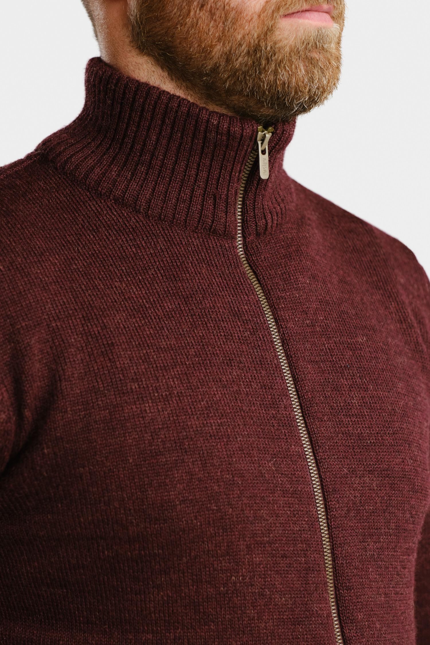 Zipper-neuletakki, bordeaux - Image 5