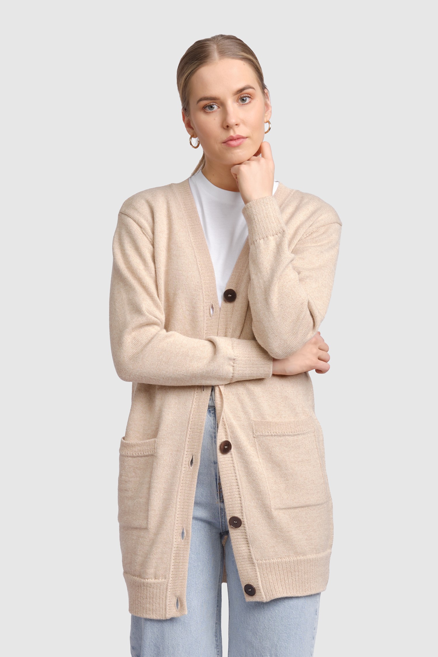 Cuddle-neuletakki, beige - Image 2