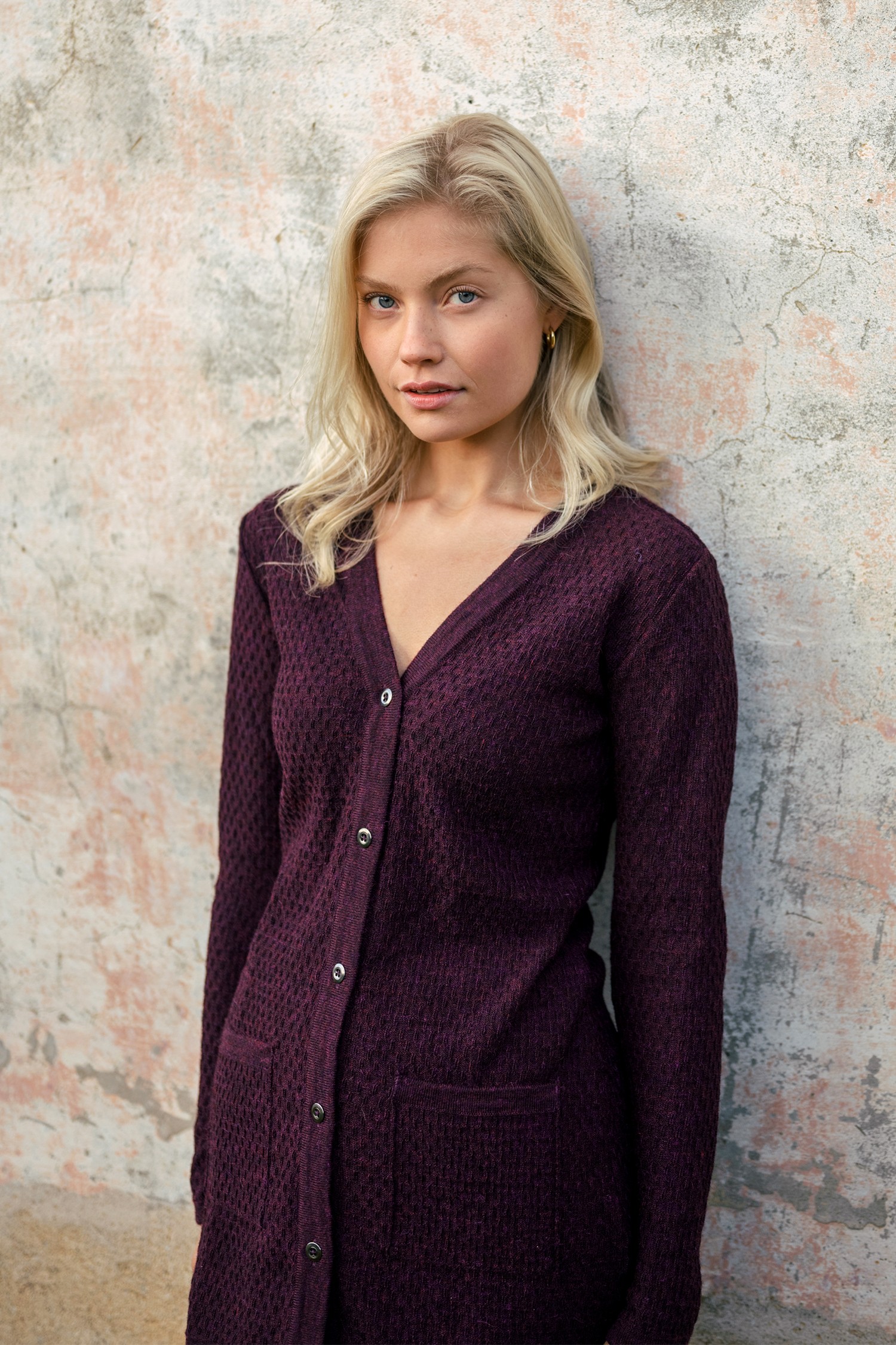 Drizzle-neuletakki, luumu - Image 3