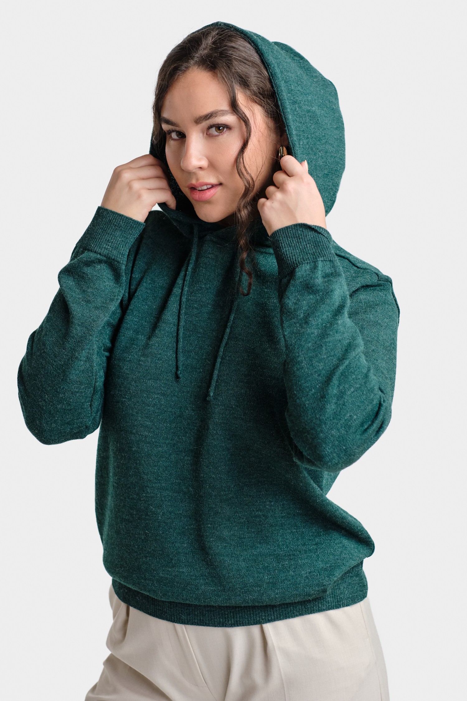 Hoodie-neulehuppari, sinivihreä - Image 2