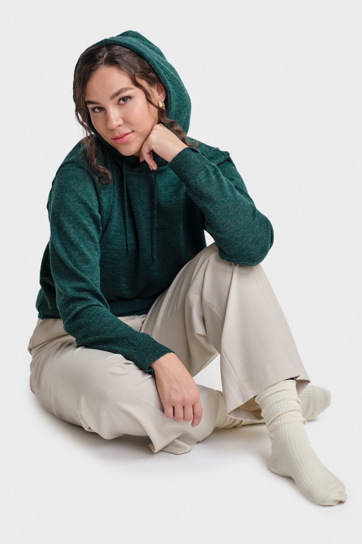 Hoodie-neulehuppari, sinivihreä - Image 3