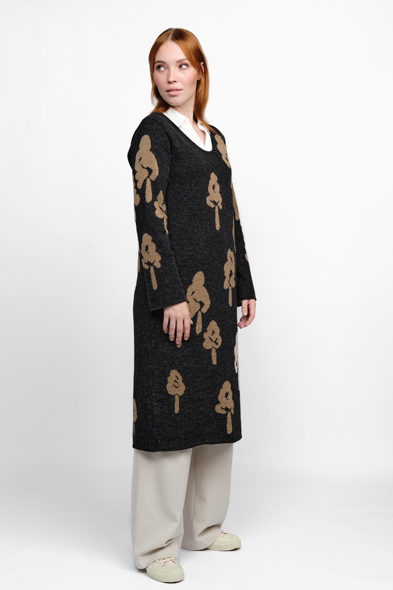 Woodland-neulemekko, Tummanharmaa / Ruskea, XS, 1 LK, #6298